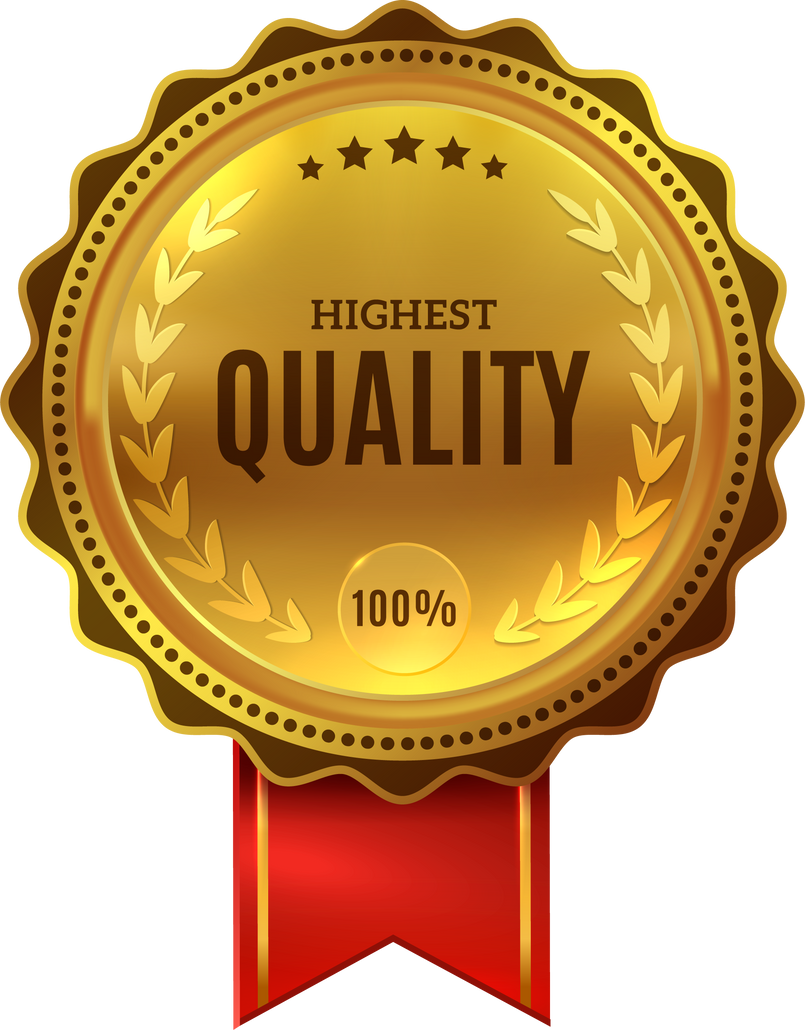 Highest quality mark. Golden badge for best product